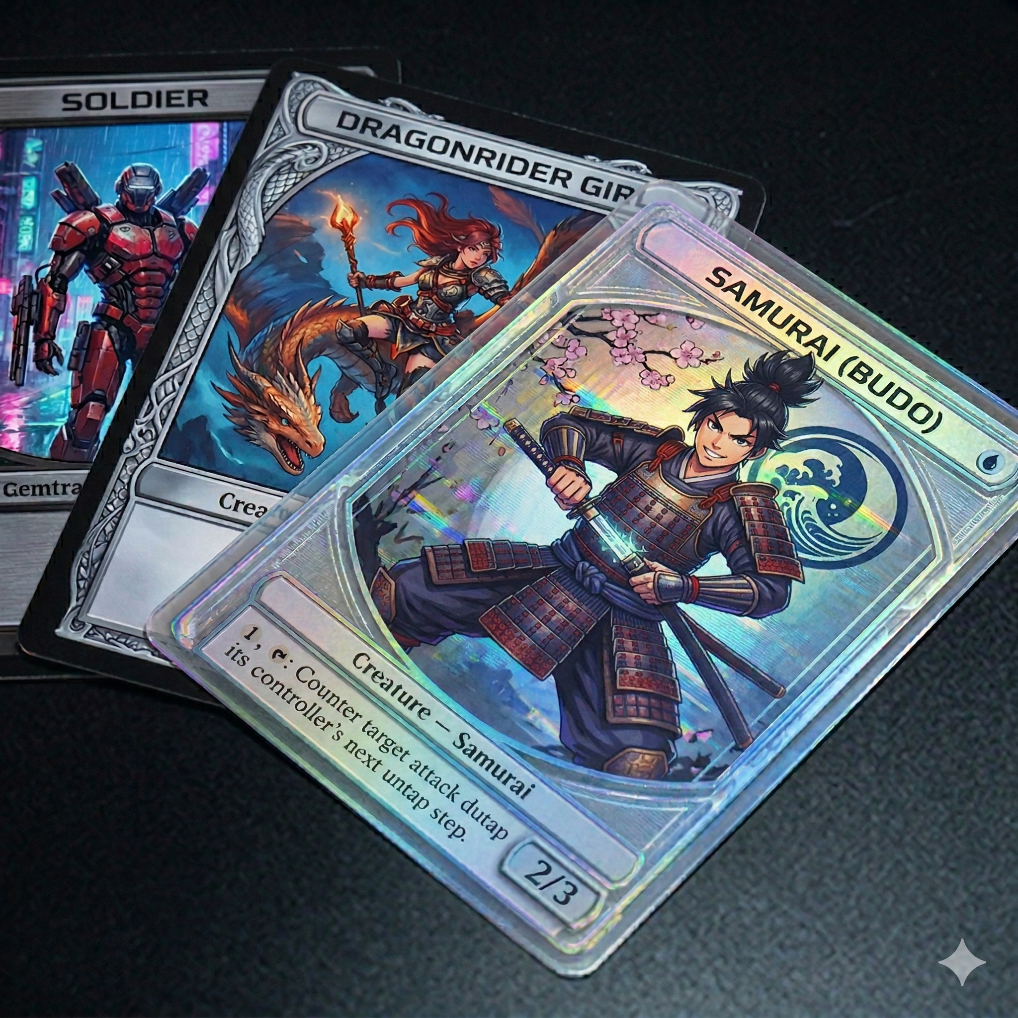 Holografische Spielkarte mit Rainbow-Foil-Effekt für TCG